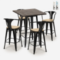 Industriële set met hoge tafel 60x60 cm en 4 barkrukken Bruck Black Top Light Aanbieding