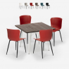 set 4 stoelen vierkante tafel 80x80cm hout metaal anvil light Korting