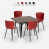 vierkante tafel set 80x80cm 4 stoelen industriële stijl anvil dark Korting