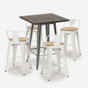 Industriële set met 4 barkrukken en bartafel 60x60 cm van hout en metaal Rough Keuze