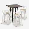 Industriële set met 4 barkrukken en bartafel 60x60 cm van hout en metaal Rough Black Keuze