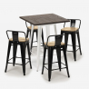 ensemble table 60x60cm 4 tabourets style bar design industriel rough white Caractéristiques