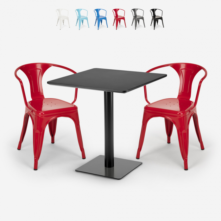 Ensemble Table Horeca 70x70cm et 2 Chaises Design Industriel Cuisine Restaurant Starter Dark Catalogue