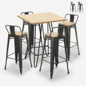 Set van 4 vintage barkrukken en 60x60 cm hoge bartafel in industrieel design Rhodes Aanbieding