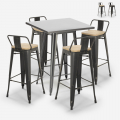 Industriële set met 4 vintage barkrukken en hoge tafel 60x60 cm Rush Aanbieding