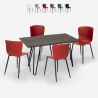 set van 4 stoelen rechthoekige tafel industriële stijl 120x60cm wire Korting