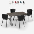 ensemble de 4 chaises et table rectangulaire 120x60cm style Lix industriel cuisine restaurant wire Promotion