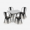 bistro keuken set 4 vintage stijl stoelen industriële tafel 80x80cm state Afmetingen