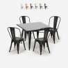 set van 4 vintage industriële stijl tafel stoelen 80x80cm state black Kortingen