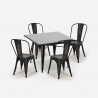 set van 4 vintage industriële stijl tafel stoelen 80x80cm state black Prijs