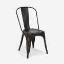 set van 4 vintage industriële stijl tafel stoelen 80x80cm state black 