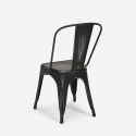 Industriële set met 4 vintage stijl stoelen en tafel 80x80 cm State Black 