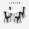 ensemble 4 chaises industriel style table blanche 80x80cm métal state white Remises