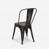 ensemble 4 chaises style vintage table à manger 80x80cm bois métal burton black 