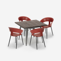 Ensemble Table Carrée 80x80cm Industriel et 4 Chaises Design Cuisine Restaurant Moderne Reeve 