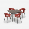 Ensemble Table Carrée 80x80cm Industriel et 4 Chaises Design Cuisine Restaurant Moderne Reeve 