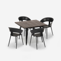 set 4 stoelen design vierkante tafel 80x80cm industriële reeve black Keuze
