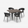 Ensemble de 4 Chaises et 1 Table Carrée 80x80cm Design Industriel Cuisine Restaurant Reeve Black Modèle