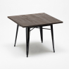 set 4 stoelen design vierkante tafel 80x80cm industriële reeve black 