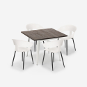 Set met vierkante tafel 80x80 cm en 4 stoelen in modern industrieel design Reeve White Keuze