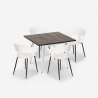 Set met vierkante tafel 80x80 cm en 4 stoelen in modern industrieel design Reeve White Keuze