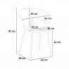 Set met vierkante tafel 80x80 cm en 4 stoelen in modern industrieel design Reeve White 