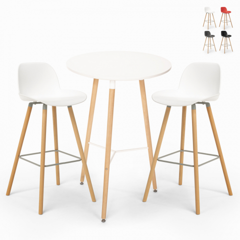 Ensemble Table Ronde 60cm 2 Tabourets Design Scandinave Ojala Light