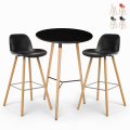 Set met hoge ronde tafel 60 cm en 2 barkrukken in Scandinavisch design Ojala Dark Aanbieding