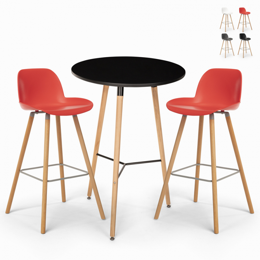 Ensemble 2 Tabourets Design et Table Haute Ronde Noire diamètre 60cm Ojala Dark Remises Ensemble 2 Tabourets Design et Table Haute Ronde Noire diamètre 60cm Ojala Dark Remises