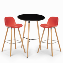 Set met hoge ronde tafel 60 cm en 2 barkrukken in Scandinavisch design Ojala Dark Model