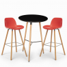 Ensemble 2 Tabourets Design et Table Haute Ronde Noire diamètre 60cm Ojala Dark Caractéristiques