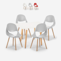 Set van witte vierkante tafel 80x80cm en 4 stoelen in Scandinavisch design Dax Light Aanbod
