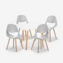 Set van witte vierkante tafel 80x80cm en 4 stoelen in Scandinavisch design Dax Light Voorraad