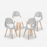 Set van witte vierkante tafel 80x80cm en 4 stoelen in Scandinavisch design Dax Light Voorraad