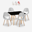 Ensemble Table Noire 80x80cm Carrée 4 Chaises cuisine salle à manger restaurant Design Scandinave Dax Dark Promotion