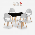 Set van zwarte vierkante tafel 80x80cm en 4 stoelen in Scandinavisch design Dax Dark Aanbieding