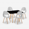 Ensemble Table Noire 80x80cm Carrée 4 Chaises cuisine salle à manger restaurant Design Scandinave Dax Dark Réductions