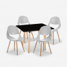 Set van zwarte vierkante tafel 80x80cm en 4 stoelen in Scandinavisch design Dax Dark Kortingen
