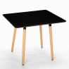 Set van zwarte vierkante tafel 80x80cm en 4 stoelen in Scandinavisch design Dax Dark 