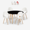 Conjunto 4 cadeiras design mesa de jantar 100x100cm preta redonda Midlan Dark Verkoop