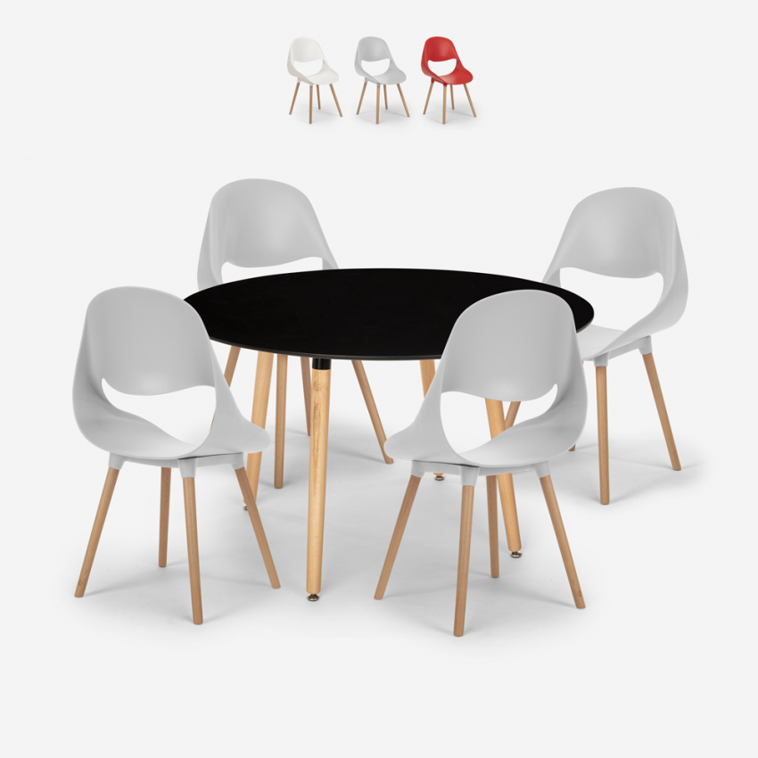 Ensemble de 4 Chaises et 1 Table À manger Ronde Noire 100cm Design Midlan Dark Offre Ensemble de 4 Chaises et 1 Table À manger Ronde Noire 100cm Design Midlan Dark Offre