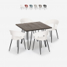 Ensemble 4 Chaises et 1 Table 80x80cm Industriel Design Moderne Restaurant Cuisine Maeve Dark Vente