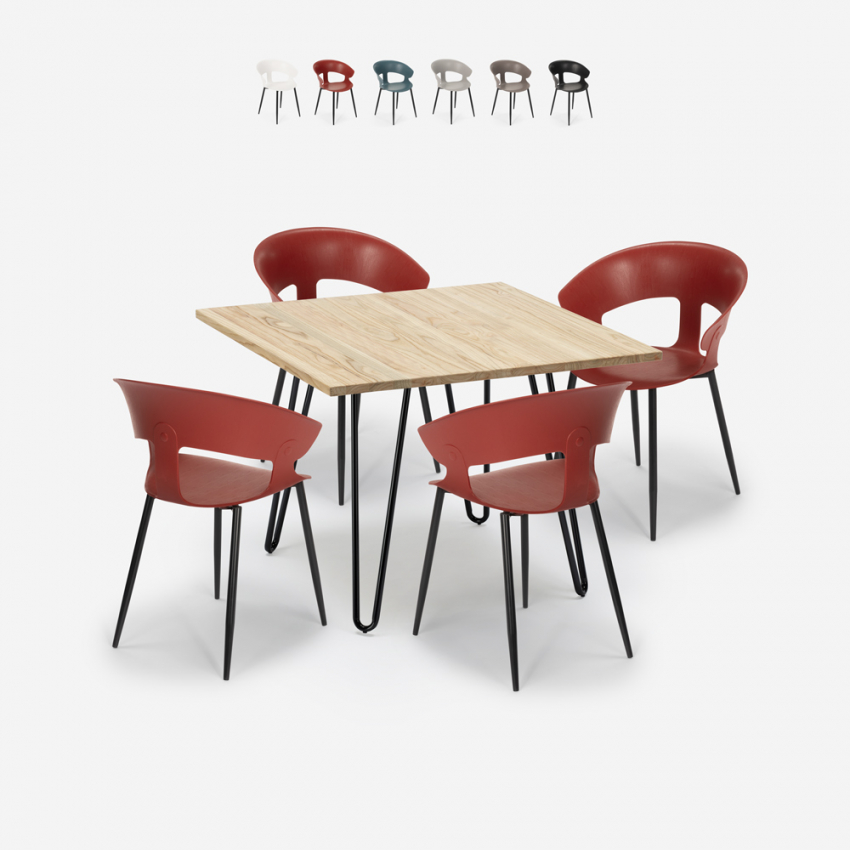 Ensemble Table 80x80cm Industriel et 4 Chaises Design Moderne Cuisine Industriel Maeve Light Catalogue Ensemble Table 80x80cm Industriel et 4 Chaises Design Moderne Cuisine Industriel Maeve Light Catalogue