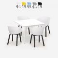 Set van 4 polypropyleen en metalen stoelen en vierkante tafel van 80x80 cm Krust Light Aanbieding