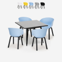 Ensemble Table Carrée 80x80cm Métal et 4 Chaises Design Moderne Krust Dark Vente