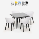 Ensemble Table Carrée 80x80cm Métal et 4 Chaises Design Moderne Krust Dark Offre