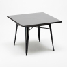 Ensemble Table Carrée 80x80cm Métal et 4 Chaises Design Moderne Krust Dark 