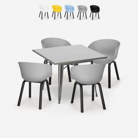 conjunto mesa de jantar quadrada 80x80cm 4 cadeiras design moderno krust Aanbieding
