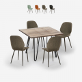 Industriële set met tafel 80x80 cm met 4 kunstleren design stoelen Wright Aanbieding
