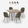 Industriële set met tafel 80x80 cm met 4 kunstleren design stoelen Wright Aanbieding